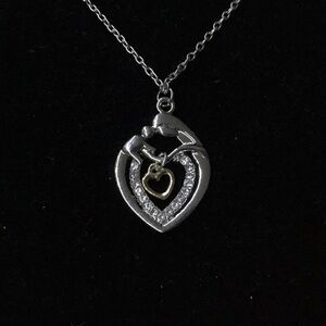Elegant Silver and Gold Heart Pendant Necklace
